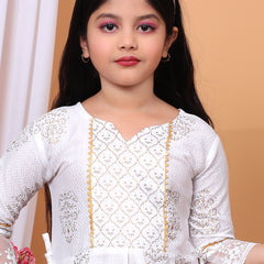 Shiidal Girls Casual, Formal, Festive & Party Kurta, Pyjama & Dupatta Set (White Pack of 1)
