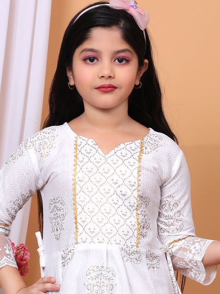 Shiidal Girls Casual, Formal, Festive & Party Kurta, Pyjama & Dupatta Set (White Pack of 1)