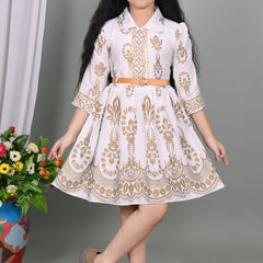 Shiidal Girls Casual, Formal, Festive & Party White Frock