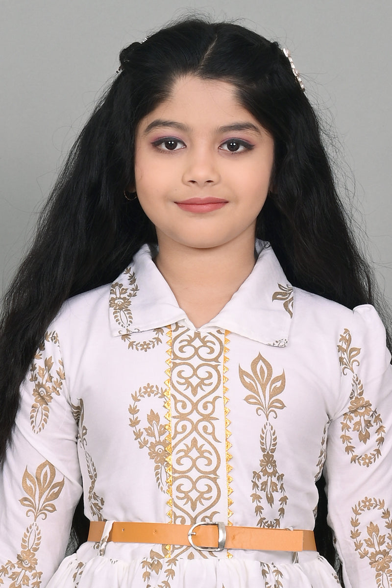 Shiidal Girls Casual, Formal, Festive & Party White Frock