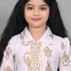 Shiidal Girls Casual, Formal, Festive & Party White Frock