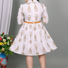 Shiidal Girls Casual, Formal, Festive & Party White Frock