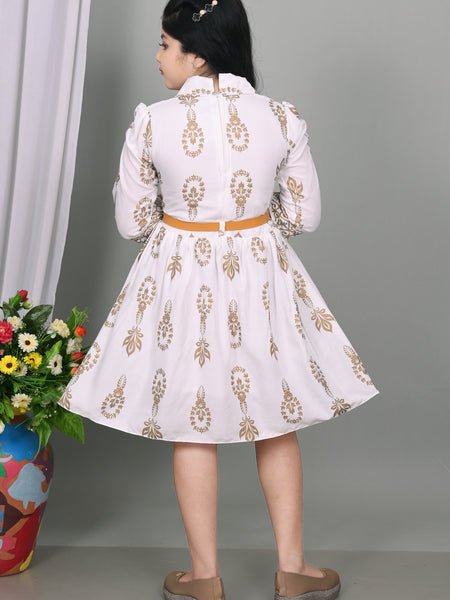 Shiidal Girls Casual, Formal, Festive & Party White Frock