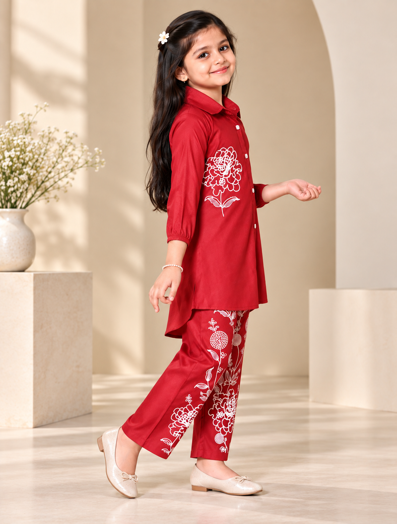Shiidal Girls Casual Kurta and Palazzo Set