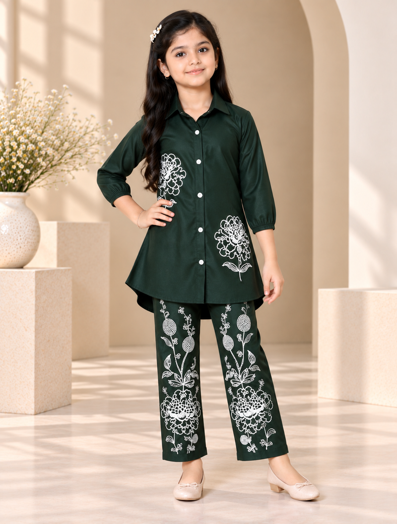 Shiidal Girls Casual Kurta and Palazzo Set