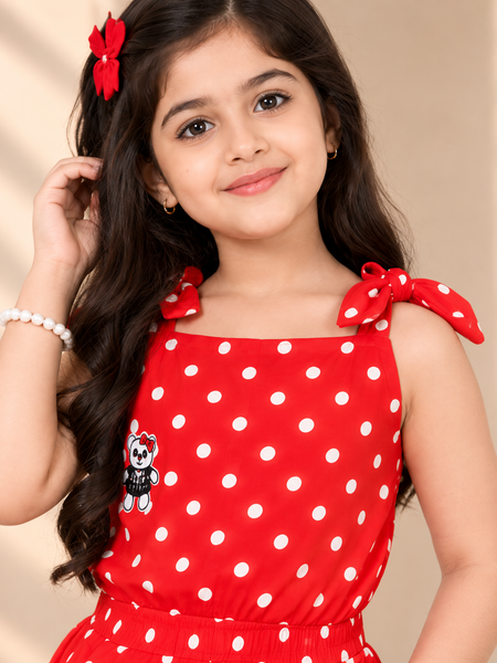 Shiidal Dungaree For Girls Casual Printed Cotton Blend