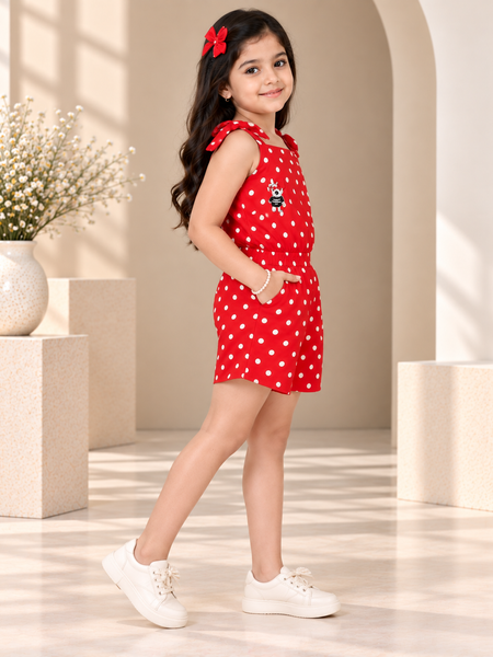 Shiidal Dungaree For Girls Casual Printed Cotton Blend