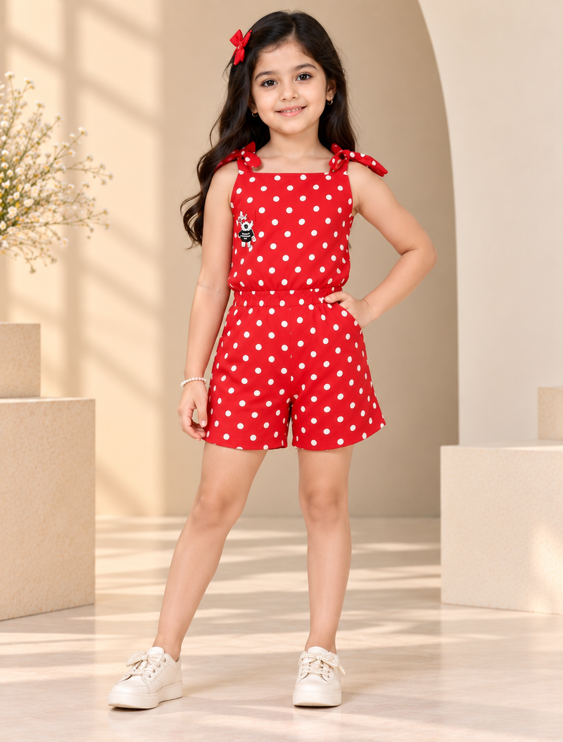 Shiidal Dungaree For Girls Casual Printed Cotton Blend