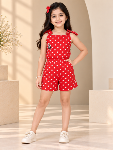 Shiidal Dungaree For Girls Casual Printed Cotton Blend